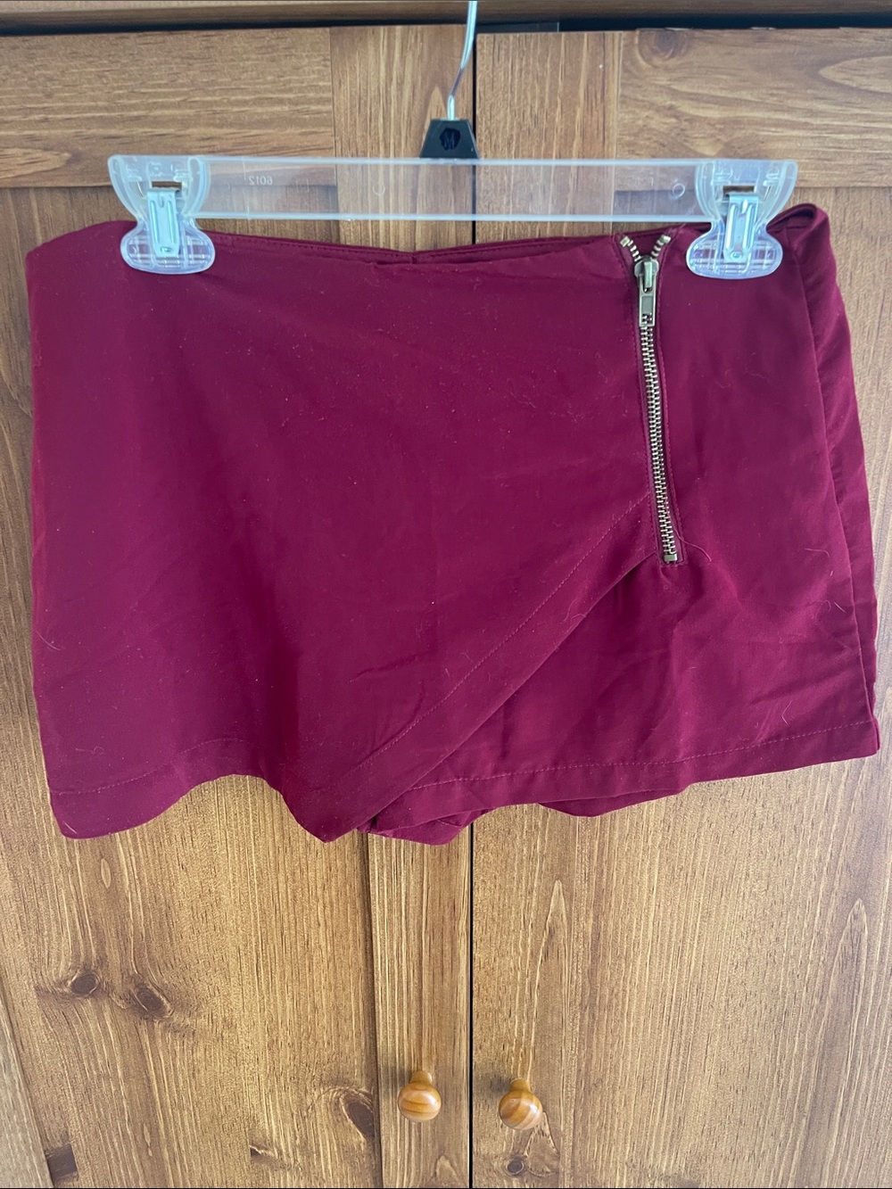 Forever 21 Burgundy Mini Skort with Exposed Zip